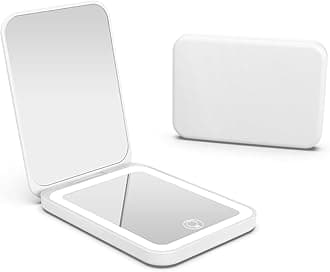 Kintion 2025 Pocket Mirror, Rechargeable Dimmable 3 Color Lighting 1X/3X LED Compact Travel Makeup Mirror for Purse, Portable, Folding, Handheld, Small Lighted Mirror for Women Gift, White