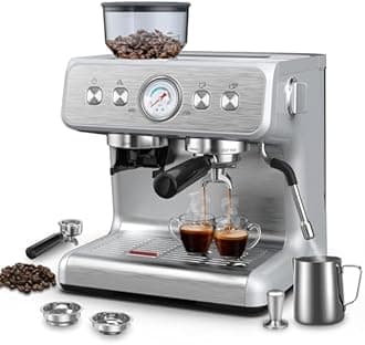Espresso Coffee Machine with Built-in Grinder, 15 Bar Professional, Silver, 2.8L Capacity