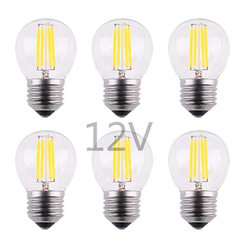 DC 12V Low Voltage LED Mini Globe Bulb, 4W Dimmable, E26 Medium Base, 2700K Warm White Light, 40W Incandescent Replacement, for 12V-24V DC Power Input, 6-Pack