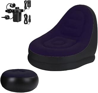 Inflatable Deck Chairs with Air Pump, Inflatable Patio Lounge Chairs for Indoor Living Room Bedroom, Outdoor Travel Camping Picnic Beach Chaise Lounges (Blue)