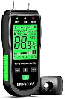 Wood Moisture Meter, Firewood Moisture Tester, Drywall Moisture Detector Professional Moisture Content Meter Lumber Logs Concrete Floors Carpet Ceiling Building Material Hardwood (Pin-type)