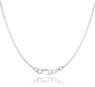 Jewlpire 925 Sterling Silver Chain for Women Girls 0.8mm Box Chain Lobster Claw Clasp - Italian Necklace Chain - Super Thin & Strong - Friendly Price & Quality 16/18/20/22/24 Inch