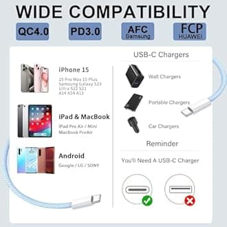 iPhone 15 16 Fast Charger Cable 3ft,3 Pack USB C Car Charging Cord for iPhone 17/16/15 Plus/15 Pro Max,MacBook Pro 2021/2020,Google Pixel 10 Pro XL 9 8A 8 Pro 7A 6 Pro,Samsung Galaxy S24