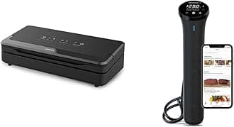 Precision Vacuum Sealer Pro, Includes 1 Bag Roll, For Sous Vide and Food Storage, black, medium & Sous Vide Precision Cooker Nano 3.0
