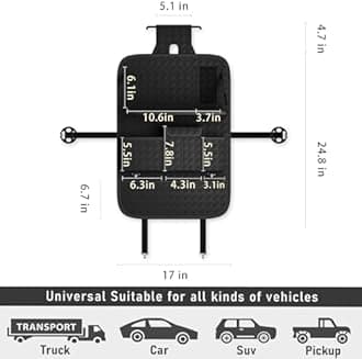 GMQ Back Seat Car Organizer 1 Pack,Backseat Organizer with Tray,Multifunctional Car Seat Back Storage Box with Foldable Tablet Holder (Black, Weave)