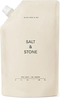 Salt & Stone Antioxidant-Rich Body Wash Refill Pouch - Black Rose & Oud | Cleanse, Nourish & Soften Skin with Niacinamide & Hyaluronic Acid | Free From Parabens, Sulfates & Phthalates (32 fl oz)