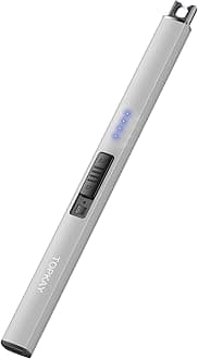 Electric Lighter Candle Lighter Windproof Flameless USB Rechargeable Plasma Arc Long Lighter for Grill Firework Kitchen Camping (Silver)