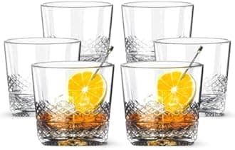 LEMONSODA Crystal Cut Old Fashioned Whiskey Glasses - Set of 6 - With Premium Gift Box - 10oz Premium Lead-Free Crystal Glass Tumbler For Drinking Bourbon, Scotch, Cognac - Housewarming Gifts