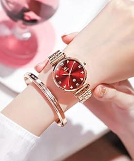 OLEVS Women Watches Simple Dress Ladies Watch Rose Gold Stainless Steel Watch Waterproof Quartz Date Luxury Diamond Small Wristwatch Fashion Analog Female Reloj Mujer Blue White Green Red Yellow Face