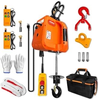 PRO Electric Hoist, 1600W 1,100lb Electric Winch with Single/Double Hooks, Dual Wireless Remote & Cable Remote, 110V/120V, 30ft Lifting Height for Garage, Warehouse, Factory, and Farm