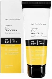Gel Sunscreen SPF 55+ and PA+++ | Gel based sunscreen for oily skin, combination skin, normal skin | Broad spectrum sunscreen, No White Cast, Lightweight, Non greasy - 50g