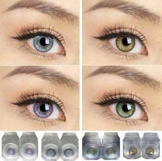 Glance Gallaxy 4 Pair Monthly Colored Sky Blue, Hazel, Green, Violet Contact Lenses for Eye Men and Women 1 Lens Storage Box