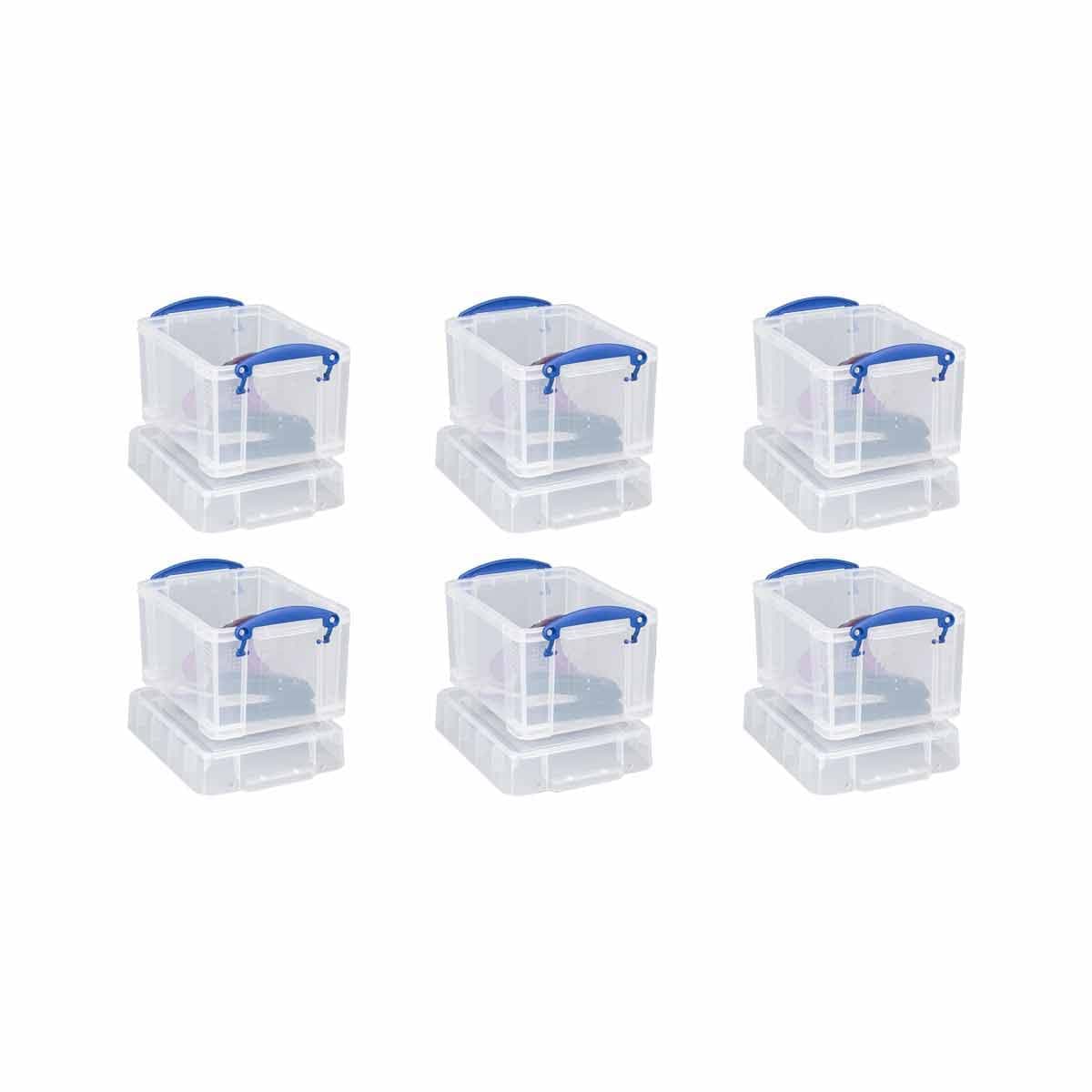"""Really Useful Products Ltd 3 Liter Storage Box Plastic, Clear Lightweight 6 Pack"""