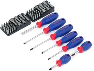 WORKPRO 408-Piece Mechanics Tool Set with 3-Drawer Heavy Duty Metal Box, W009044A & W009037A 322-Piece Home Repair Hand Tool Kit Basic Household Tool Set with Carrying Bag