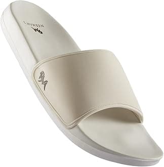 Neeman'sEco Slides for Men, Boys | Natural Rubber Lightwear Slippers (Ivory Cream) (numeric_9)