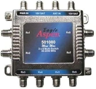 NAC Wire and Cables 3x8 Multi Switch Amplifier Satellite Approved Commercial Grade SW-38MS Multiswitch 8 Receiver with 3 Way Input