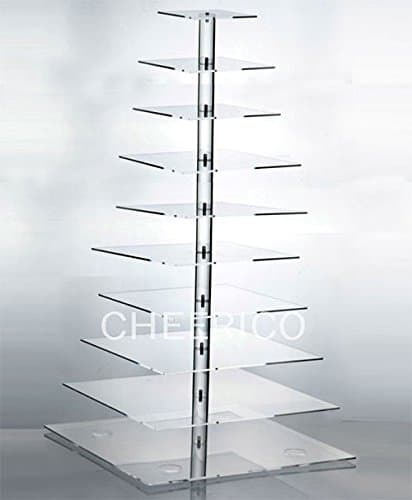 10 Tier Large Square Maypole Wedding Acrylic Cupcake Stand Tree Tower Cup Cake Display