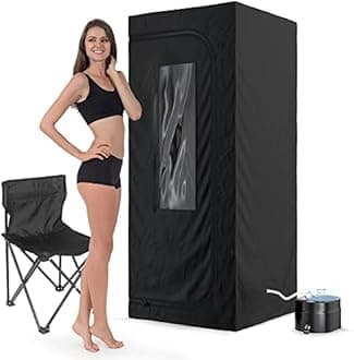 Nordic Ways Premium Portable Steam Spa Sauna Package, Full Slim European Design, Foldable Personal Sauna Tent for Home Weight Loss, Detox, with 16-Levels of Power Settings & Timer, 4L & 1500W Steamer