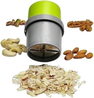 Dry Fruit Cutter, Slicer, Grinder, Chocolate Cutter and Butter Slicer with 3 in 1 Stainless Steel Blade for Almonds, Cashews, Green Plastic Body, Manual Operation