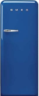 Smeg FAB28 50's Retro Style Top Freezer Refrigerator with 9.93 Cu Total Capacity, Multiflow Cooling System, Adjustable Glass Shelves 24-Inches, Blue Right Hand Hinge Made In Italy