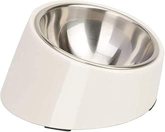 SuperDesign Dog & Cat Pet Bowl, Stainless Steel with Stand, 15° Tilt, Easier to Eat, Includes Melamine Stand, Anti-Slip, Removable Bowl, Easy to Clean, Dishwasher Safe *Please Note: ThinkPet Japan is