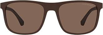 Emporio ArmaniMen's EA4129 Square Sunglasses, Matte Brown/Dark Brown, 56 mm
