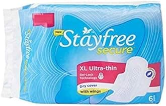 Secure XL Ultra Thin Sanitary napkins with Wings, 6 Count [Pack of 3]