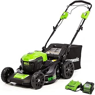 Greenworks 40V Brushless Self Propelled Lawnmower, 21 Inch Electric Lawnmower, 5.0Ah Battery and Charger Included