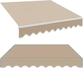 ILOOXI Retractable Patio Awning Fabric Replacement Top Cover, 12' X 10' Door Window Sunshade Shelter Canvas, Retractable Awning Shade Fabric (Fabric Only) Many Sizes(20x10ft/600x300cm)