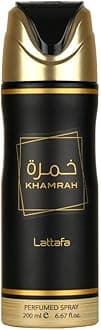 Lattafa Khamrah Perfumed Deodorant Spray for Unisex, 6.7 Ounce