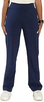 BlissClub Women's Straight Fit Mid Rise Pants