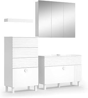 Vicco Bathroom furniture set Sola, White, 3 parts, with midi unit