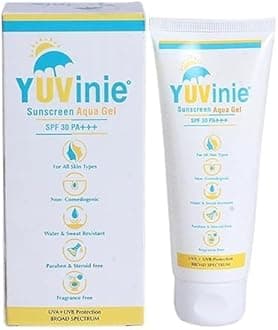 FORTAY Yuvinie Sunscreen Aqua SPF 30 PA+++ Gel | For UVA/UVB Protection | All Skin Types | Paraben-Free 50 Gm