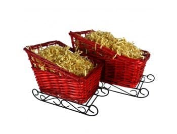 Sledge Shaped Basket-Red Colour Large Size Approx L=30cm x W23cm x H23cm