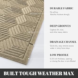 Yimobra Extra Large Door Mat 36x24, All-Season Waterproof Outdoor Mats for Front Door Entrance with Drainage Holes, Heavy Duty Non-Slip Doormat for Garage Patio Entryway Indoor, Beige