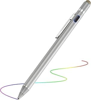 2-in-1 Active Stylus Digital Pen with 1.5mm Ultra Fine Tip for iPad iPhone Samsung Tablets, Work on Touchscreen Phones and Tablets,Good at Drawing and Writing, Grey