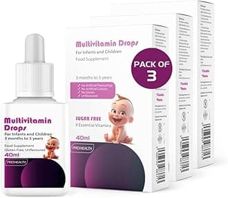 PROHEALTHMultivitamin Drops for Infants and Children 3 Months to 5 Years - Sugar-Free, Gluten-Free, 40ml (50 Days Supply) – Pack of 3
