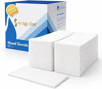 AH American Homestead Disposable Paper Hand Towels for Bathroom - White Guest Napkins - Linen-Like Bulk Wipes - 15.5" x 8" - Ideal for Wedding Reception or Dinner Party