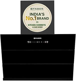 Bliss 75cm 1350m³/hr Filterless Kitchen Chimney | Slant Body | Autoclean Alarm|Moodlight | Touch&Gesture | 8Yr on Motor,2Yr Comprehensive Warranty by Faber | Hood Bliss FL SC HC BK IN 75, Black