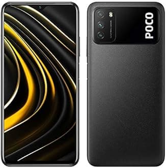POCO M3 Smartphone 4GB 64GB 6.53" FHD+ Large 1080P FHD+ Display 48MP triple camera 6000mAh battery Dual speakers 3.5mm headphone jack Black