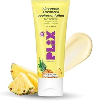 Pineapple Advanced Depigmentation Dewy Sunscreen SPF 50 PA++++ | Alpha Arbutin & Aquaxyl | Reduces Pigmentation, Protects from UV & Blue Light, Hydrates Skin | Vegan & Paraben-Free | 50g