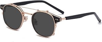 Clip on Sunglasses Polarized Flip Up: Double Lens Removable Retro Metal Steampunk Glasses for Men Women