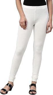 GO COLORSSoft Cotton Stretch Churidar for Women | Breathable, Mid Rise, Full Length, Cream -2X