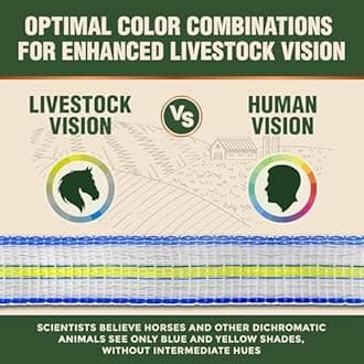 Electric Fence Polytape 1000ft - High Visibility 3/4" Livestock Fence Tape with 6 Tinned Copper Wire, 0.2 Ohm Low Resistance, 330lb Strength - Safe Horse & Goat Fencing, UV Resistant, 10-Year Warranty