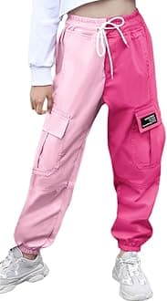 SANGTREE Girls & Womens Drawstring Cargo Jogger Pants,3 Years - Women 3XL