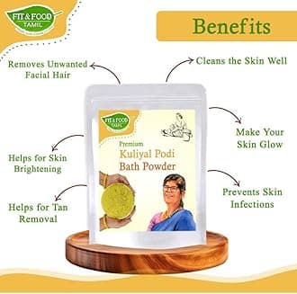 Fit and Food Tamil Premium Kuliyal Podi, 500g | 16 Herbs Bath Powder | Sunni Pindi | Traditional Skin Brightening Powder | Ubtan Body Scrub for All Age Groups | Unisex