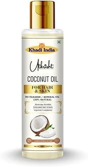 Khadi Coconut Oil For Skin & Hair 100ml | Pure & Natural Oil for Hair Growth & Nourishing Skin Care | Non Sticky, Paraben & Mineral Oil Free | For All Hair Types | Daily Use for Men & Women
