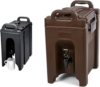 Cambro 2.5 Gal Black Beverage Camtainer and Carlisle 2.5 Gallon Brown Insulated Beverage Dispenser Bundle