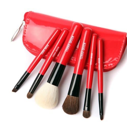 Makeup Brushes Set - Cosmetic Brushes And Pouch Case Kit - Best Professional Make Up Brush Set With Bag Natural Animal Hairs 6pcs Red