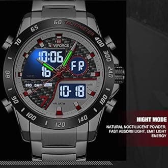 NAVIFORCE Watch for Men Dual Display Digital Quartz Watches Multifunctional Business Stainless Steel Wristwatch